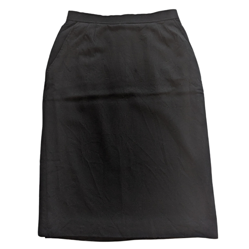 Evan Picone - Vintage 100% Wool Classic Lined Mid-Length Pencil Skirt w/ Pockets